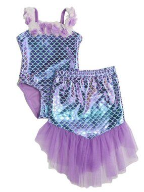 NWT Reesy Chelly Toddler SIZE 5T Girl's PURPLE 2-PIECE Mermaid Swimsuit